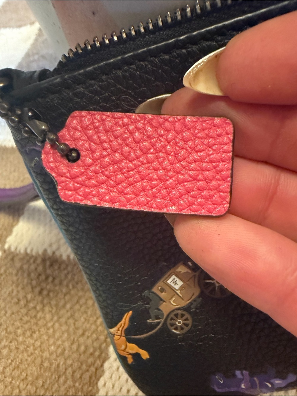 Coach Black Leather Wristlet with Dino Print - Picture 4 of 8